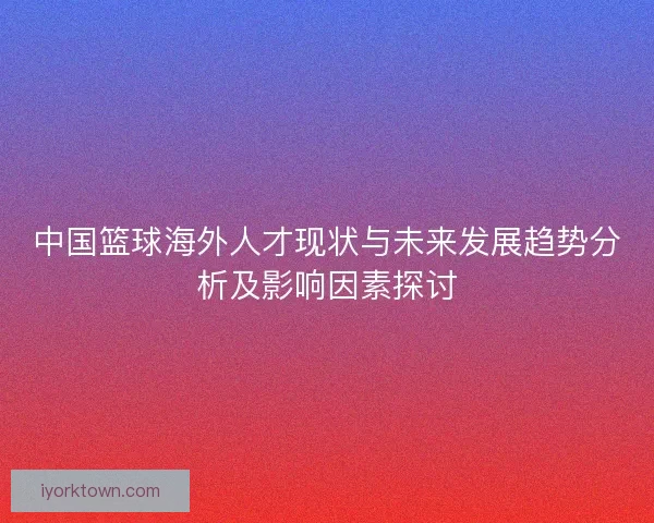 中国篮球海外人才现状与未来发展趋势分析及影响因素探讨