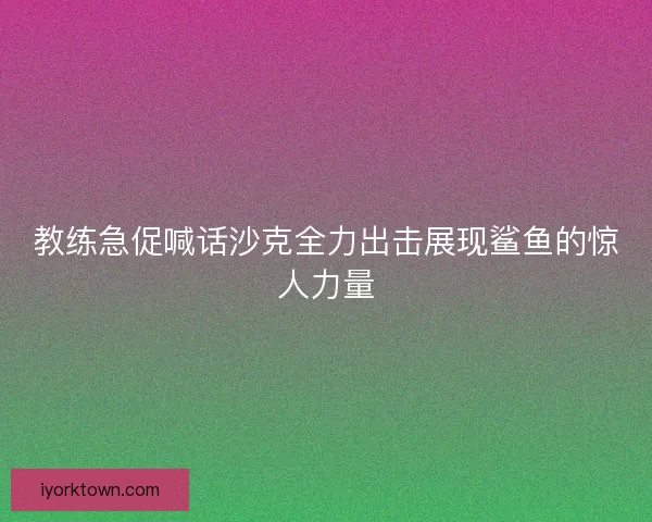 教练急促喊话沙克全力出击展现鲨鱼的惊人力量