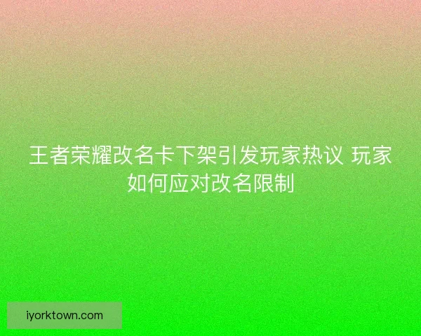 王者荣耀改名卡下架引发玩家热议 玩家如何应对改名限制