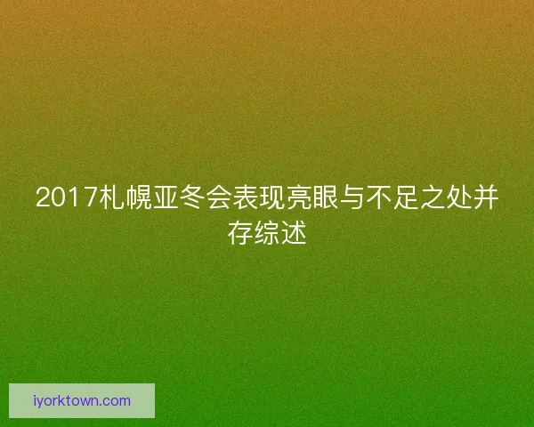 2017札幌亚冬会表现亮眼与不足之处并存综述