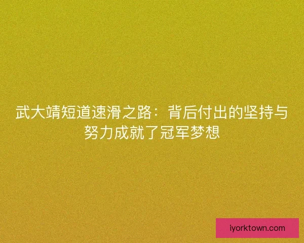 武大靖短道速滑之路：背后付出的坚持与努力成就了冠军梦想