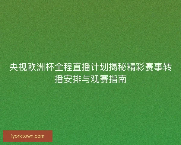 央视欧洲杯全程直播计划揭秘精彩赛事转播安排与观赛指南